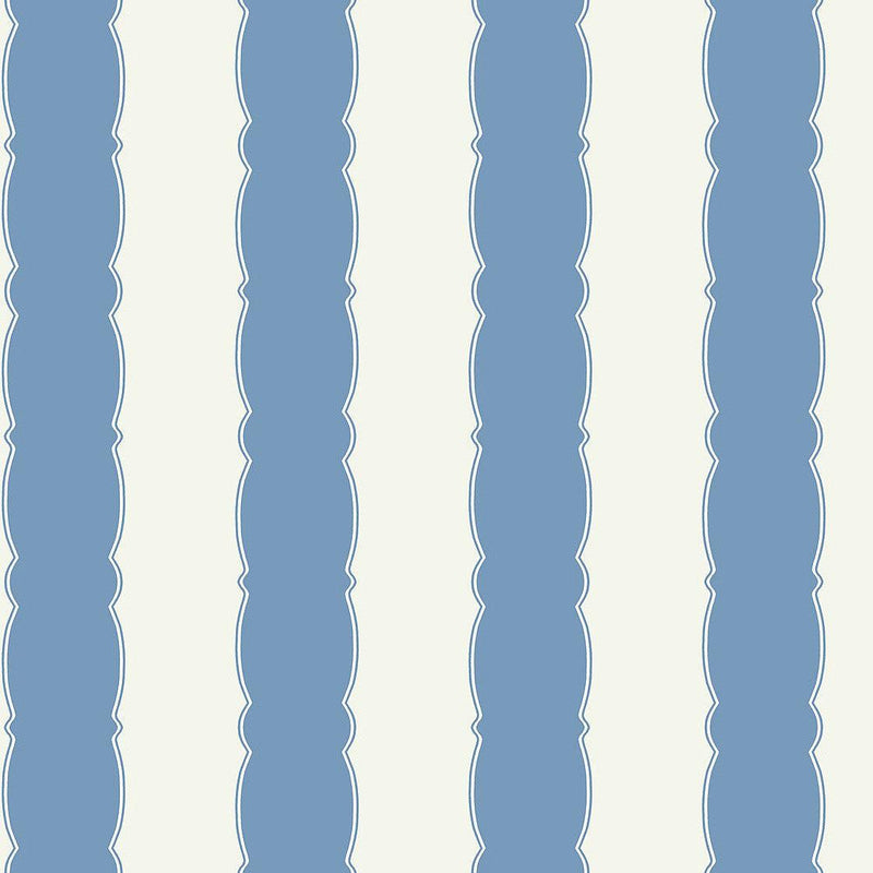 Wallpaper Scalloped Stripe Wallpaper // Blue 