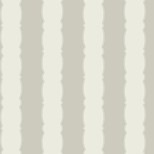 Wallpaper Scalloped Stripe Wallpaper // Grey 