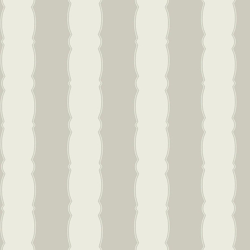 Wallpaper Scalloped Stripe Wallpaper // Grey 