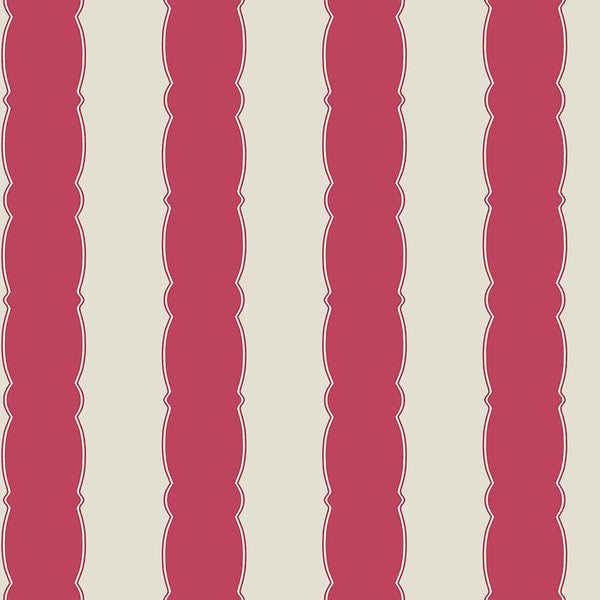 Wallpaper Scalloped Stripe Wallpaper // Red 