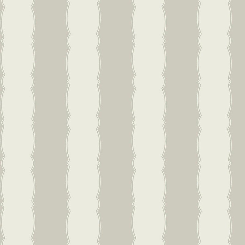 Wallpaper Scalloped Stripe Wallpaper Sample // Grey 8 x 10 