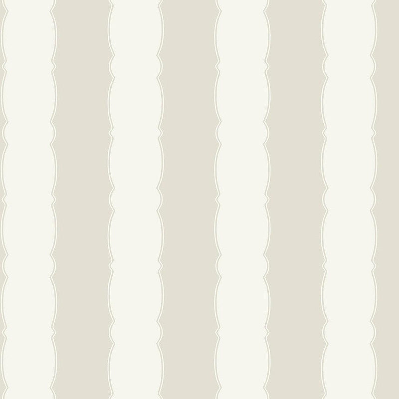 Wallpaper Scalloped Stripe Wallpaper Sample // Off White 8 x 10 