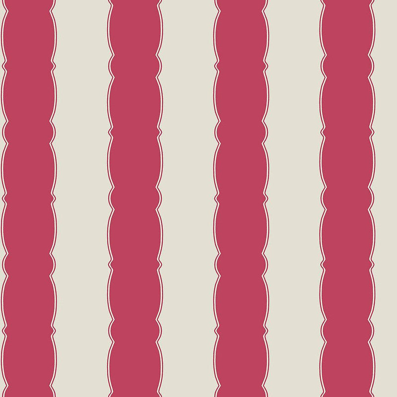 Wallpaper Scalloped Stripe Wallpaper Sample // Red 8 x 10 