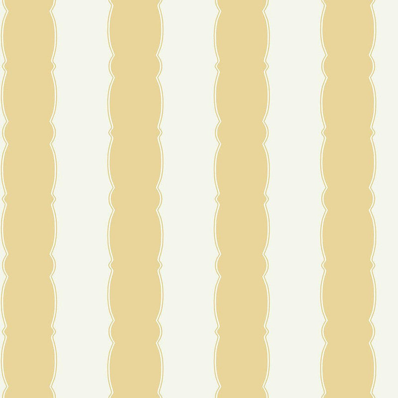 Wallpaper Scalloped Stripe Wallpaper Sample // Yellow 8 x 10 