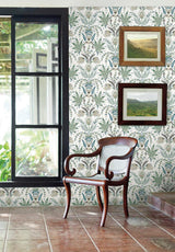 Wallpaper Seaside Jacobean Wallpaper // Green & Blue 