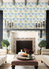 Wallpaper Seaside Jacobean Wallpaper // Yellow & Blue 