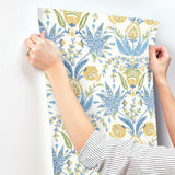 Wallpaper Seaside Jacobean Wallpaper // Yellow & Blue 