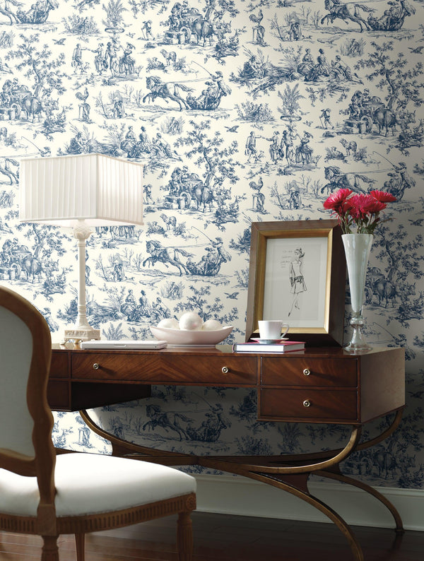 Wallpaper Seasons Toile Wallpaper // Navy 