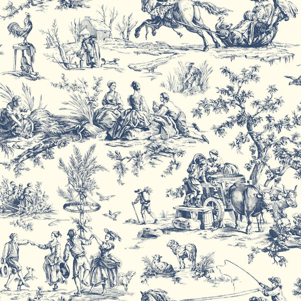 Wallpaper Seasons Toile Wallpaper // Navy 