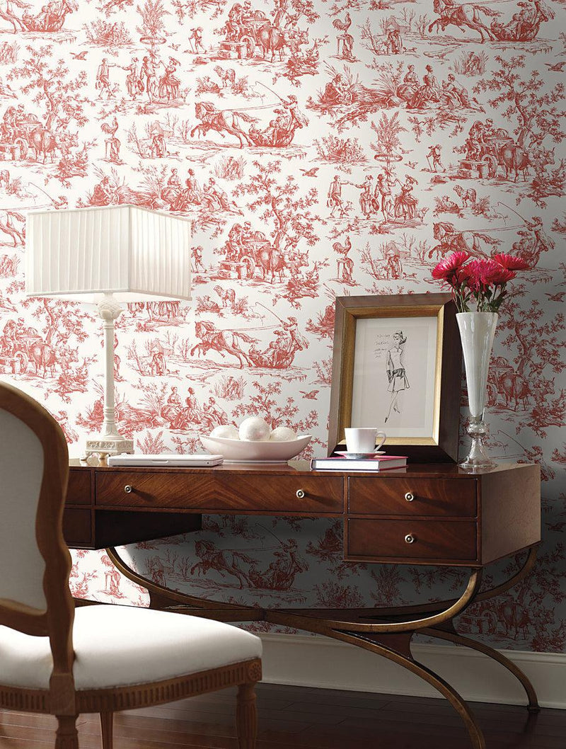 Wallpaper Seasons Toile Wallpaper // Red 