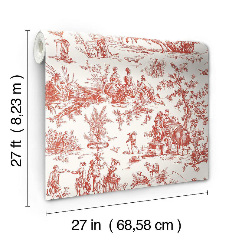 Wallpaper Seasons Toile Wallpaper // Red 