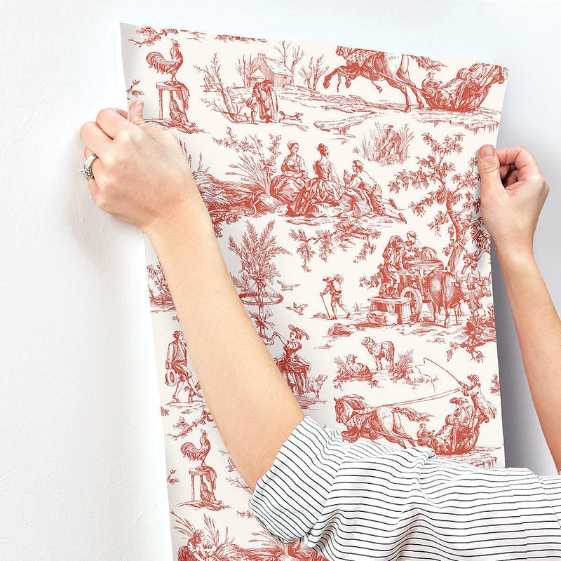 Wallpaper Seasons Toile Wallpaper // Red 