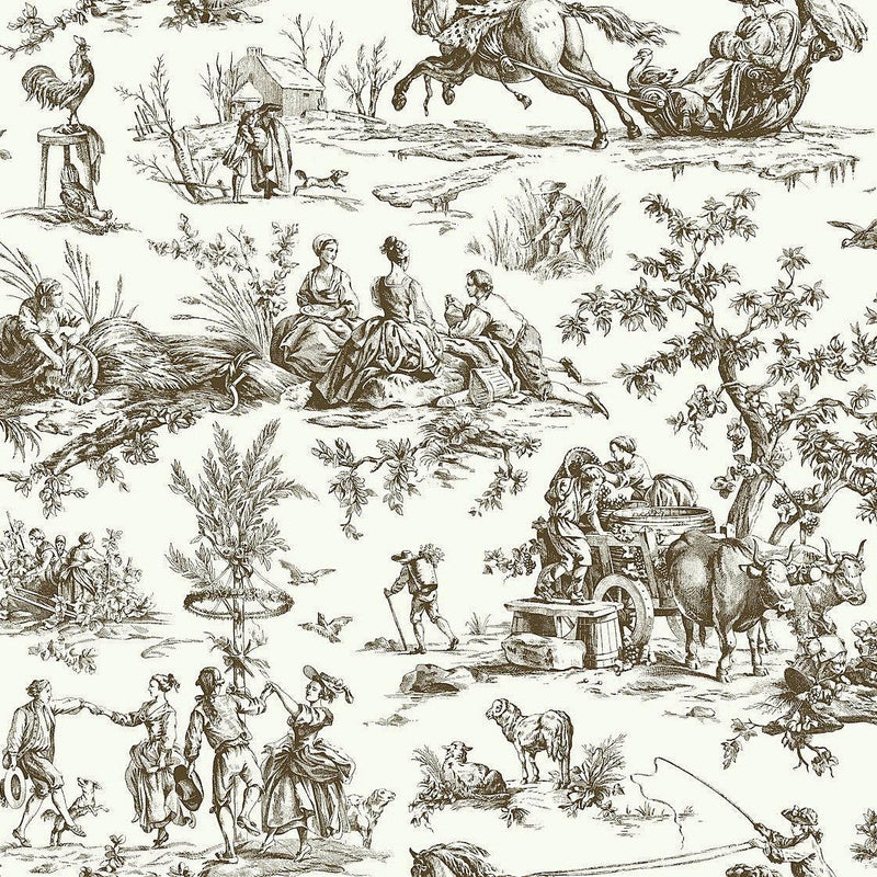 Wallpaper Seasons Toile Wallpaper Sample // Brown 8 x 10 
