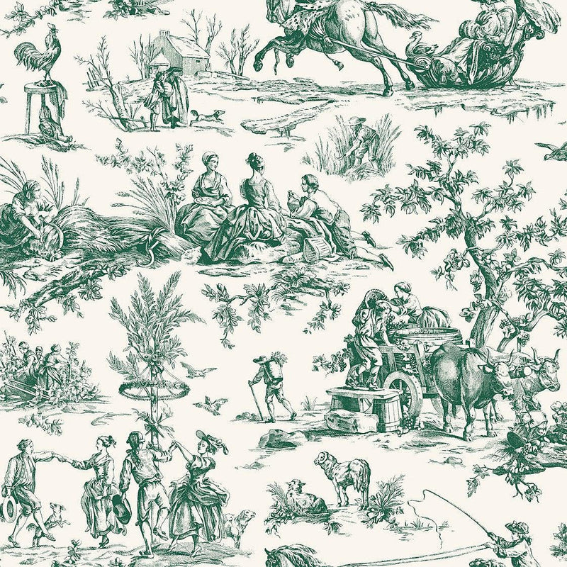 Wallpaper Seasons Toile Wallpaper Sample // Dark Green 8 x 10 