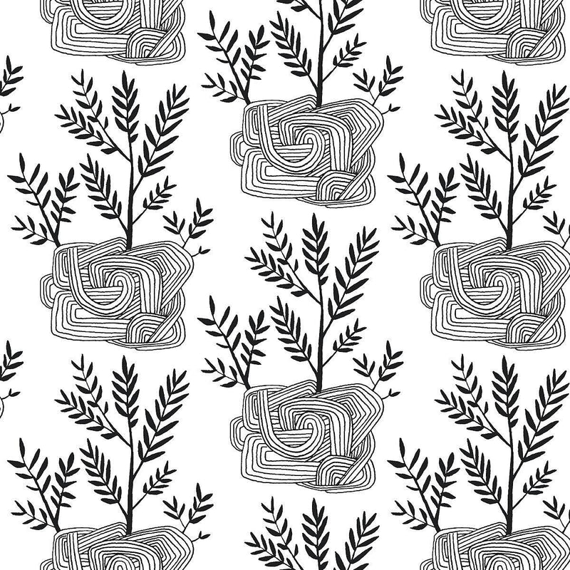 Wallpaper Seedlings Peel & Stick Wallpaper Sample // Black 8 x 10 
