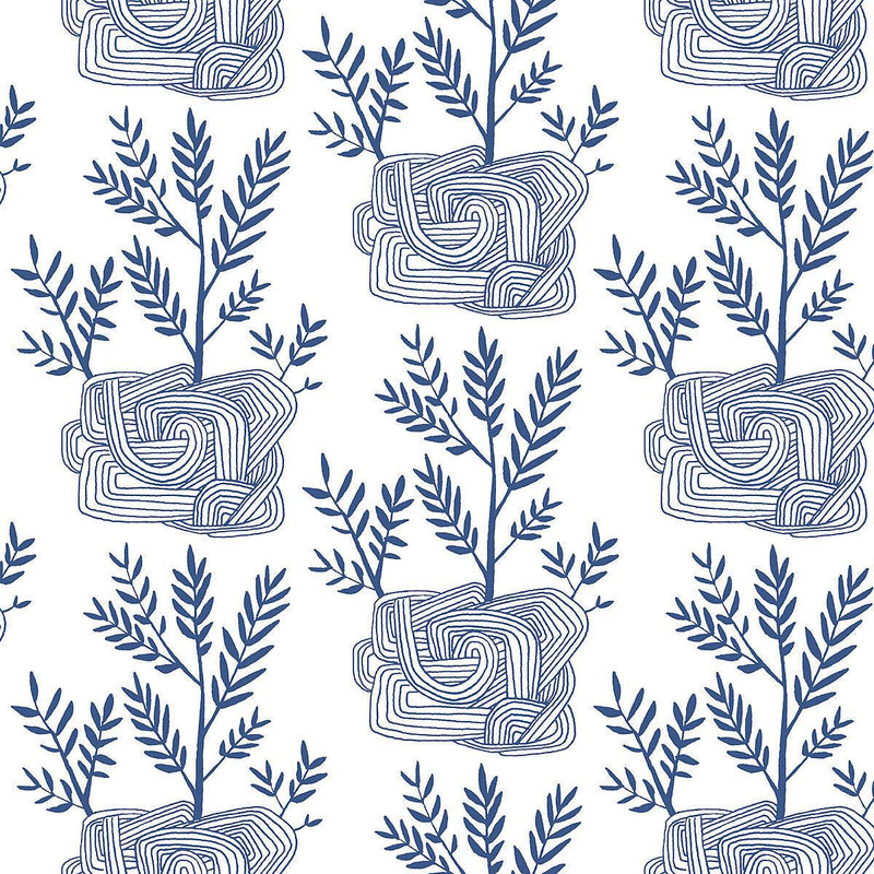 Wallpaper Seedlings Peel & Stick Wallpaper Sample // Blue 8 x 10 