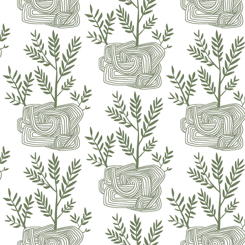 Wallpaper Seedlings Peel & Stick Wallpaper Sample // Green 8 x 10 