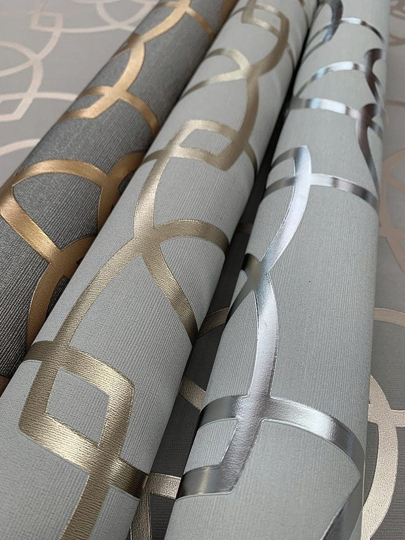 Wallpaper Serendipity Wallpaper // Grey & Gold Metallic 