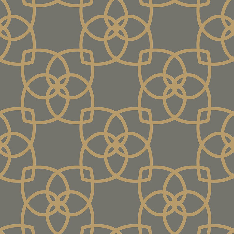 Wallpaper Serendipity Wallpaper Sample // Grey & Gold Metallic 8 x 10 