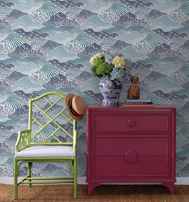 Wallpaper Shangri-La Peel & Stick Wallpaper // Navy Blue 