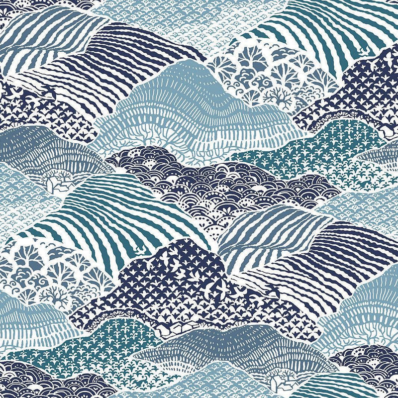Wallpaper Shangri-La Peel & Stick Wallpaper Sample // Navy Blue 8 x 10 