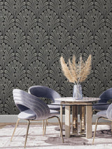 Wallpaper Shell Damask Wallpaper // Black 