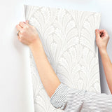 Wallpaper Shell Damask Wallpaper // Cream & Pearl 