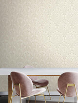 Wallpaper Shell Damask Wallpaper // Cream & Pearl 