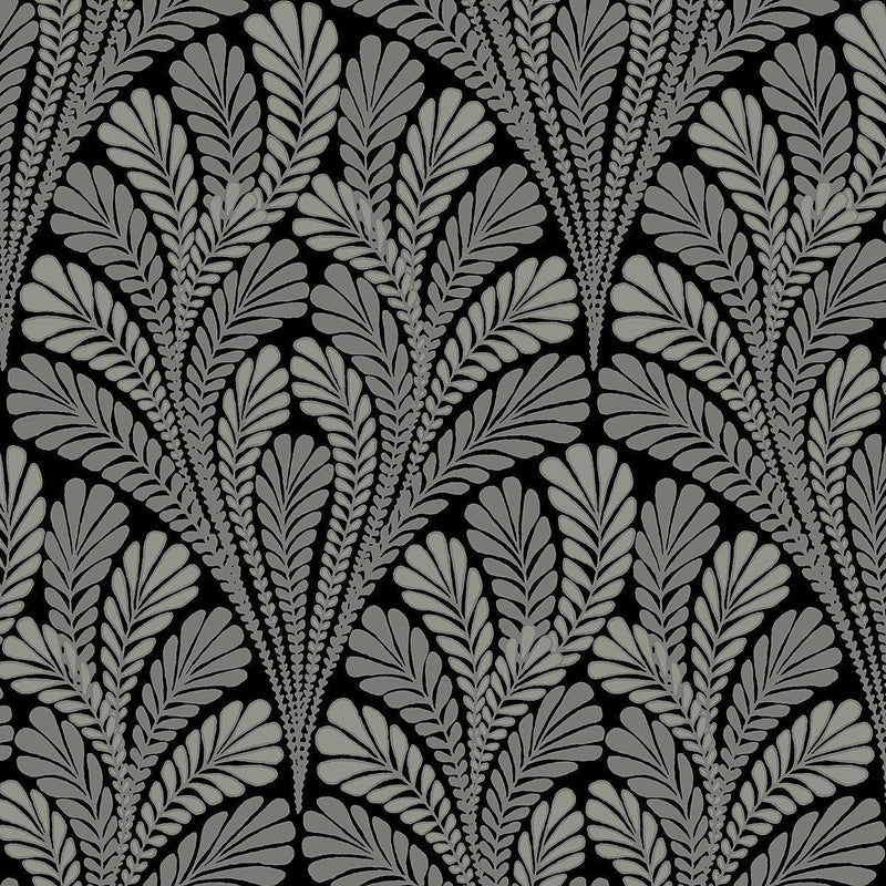 Wallpaper Shell Damask Wallpaper Sample // Black 8 x 10 