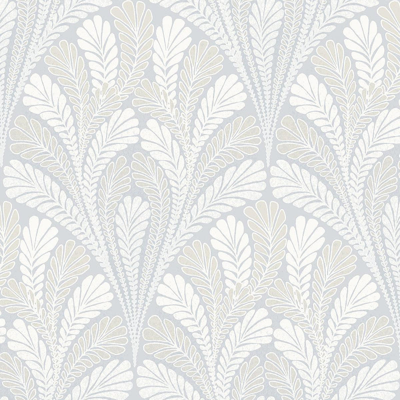 Wallpaper Shell Damask Wallpaper Sample // Blue 8 x 10 