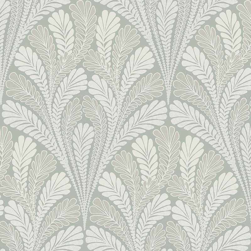 Wallpaper Shell Damask Wallpaper Sample // Green 8 x 10 
