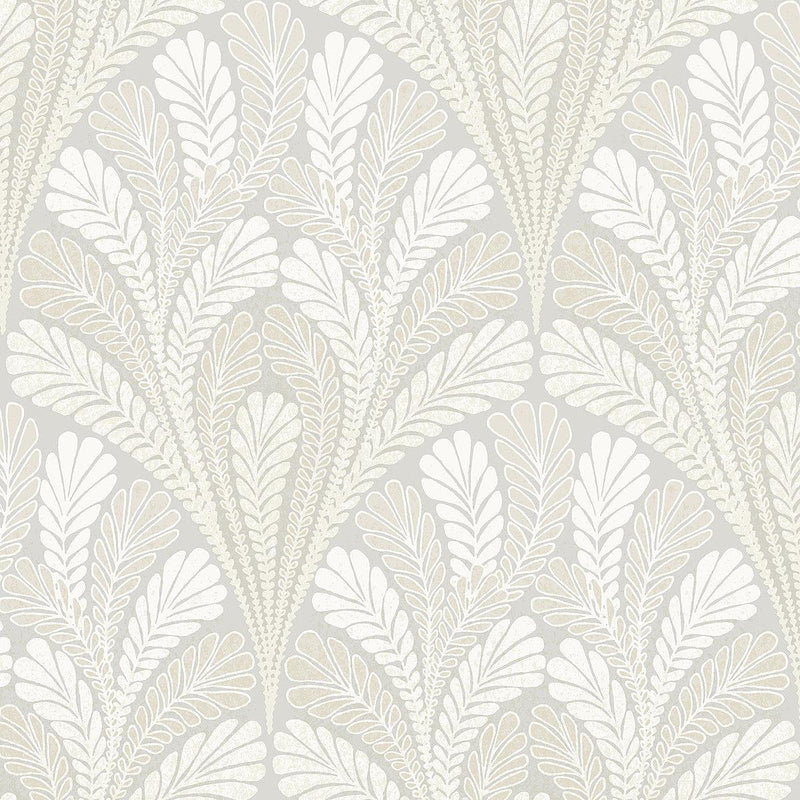 Wallpaper Shell Damask Wallpaper Sample // Grey 8 x 10 
