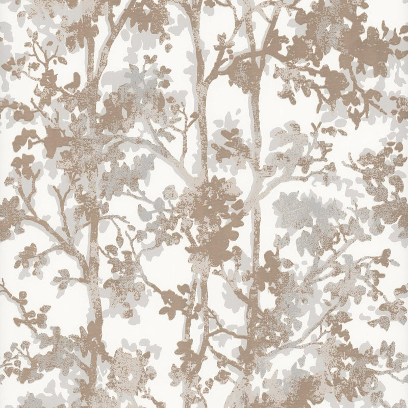 Wallpaper Shimmering Foliage Wallpaper Sample // White & Gold 8 x 10 