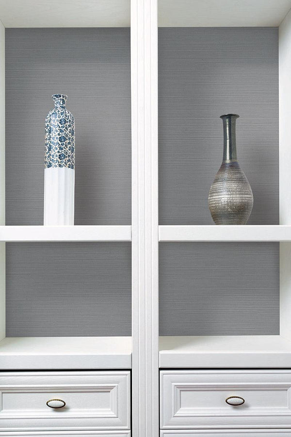 Wallpaper Shining Sisal Grasscloth Wallpaper // Grey Metallic 