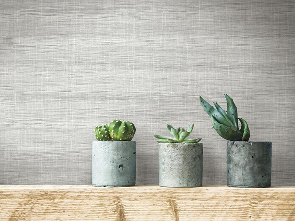 Wallpaper Silk Linen Weave Wallpaper // Grey 