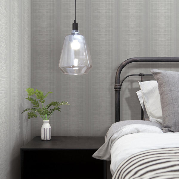 Wallpaper Silk Weave Stripe Wallpaper // Grey 