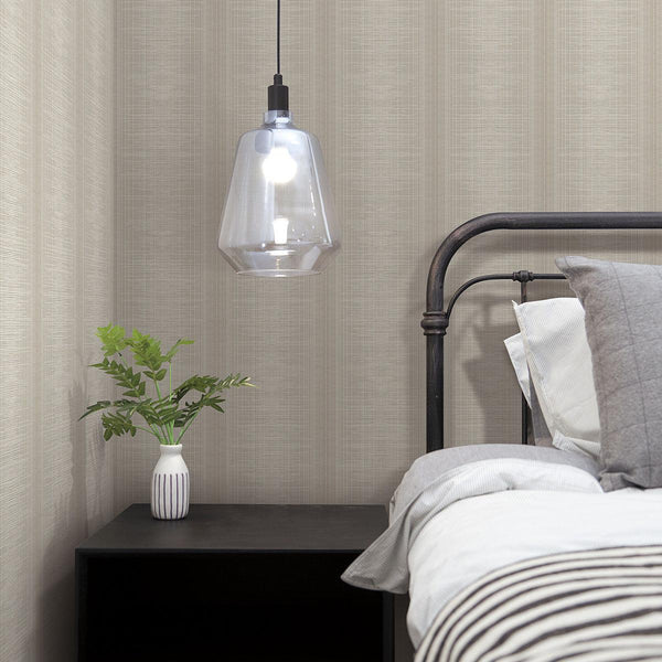 Wallpaper Silk Weave Stripe Wallpaper // Light Brown 