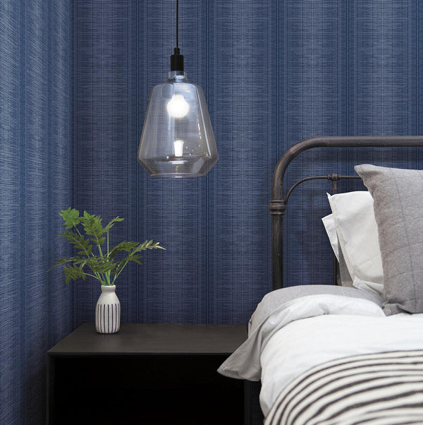 Wallpaper Silk Weave Stripe Wallpaper // Navy 