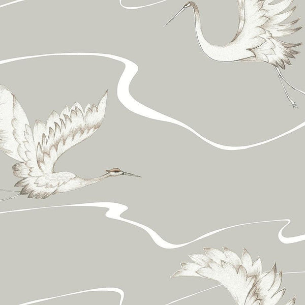 Wallpaper Soaring Cranes Wallpaper // Taupe 