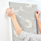 Wallpaper Soaring Cranes Wallpaper // Taupe 