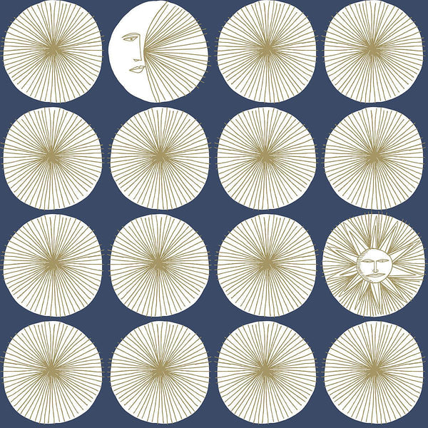 Wallpaper Soho Starburst Peel & Stick Wallpaper // Blue & Gold 