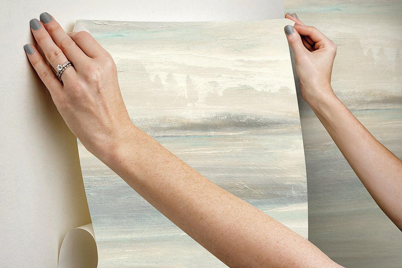 Wallpaper Soothing Mists Scenic Peel & Stick Wallpaper // Blue & Beige 