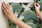 Wallpaper Sprig & Heron Wallpaper // Black 