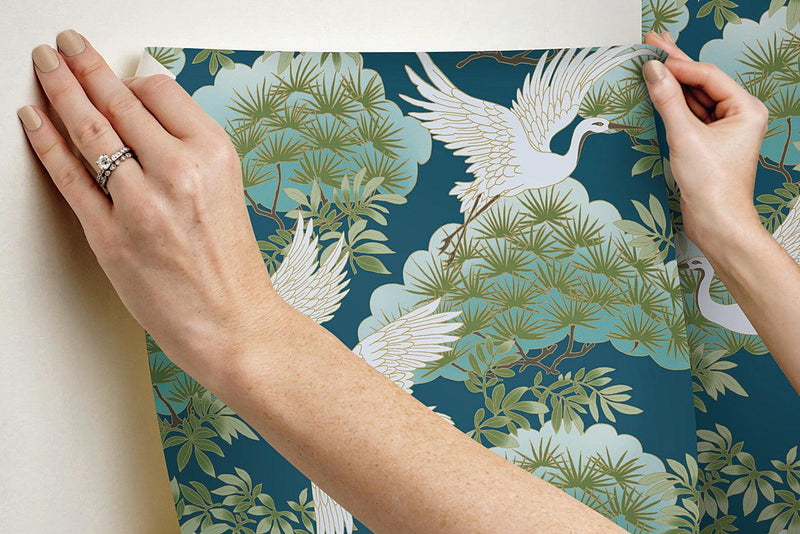 Wallpaper Sprig & Heron Wallpaper // Blue 