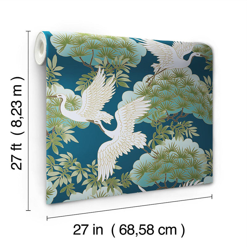 Wallpaper Sprig & Heron Wallpaper // Blue 