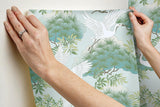 Wallpaper Sprig & Heron Wallpaper // Teal 