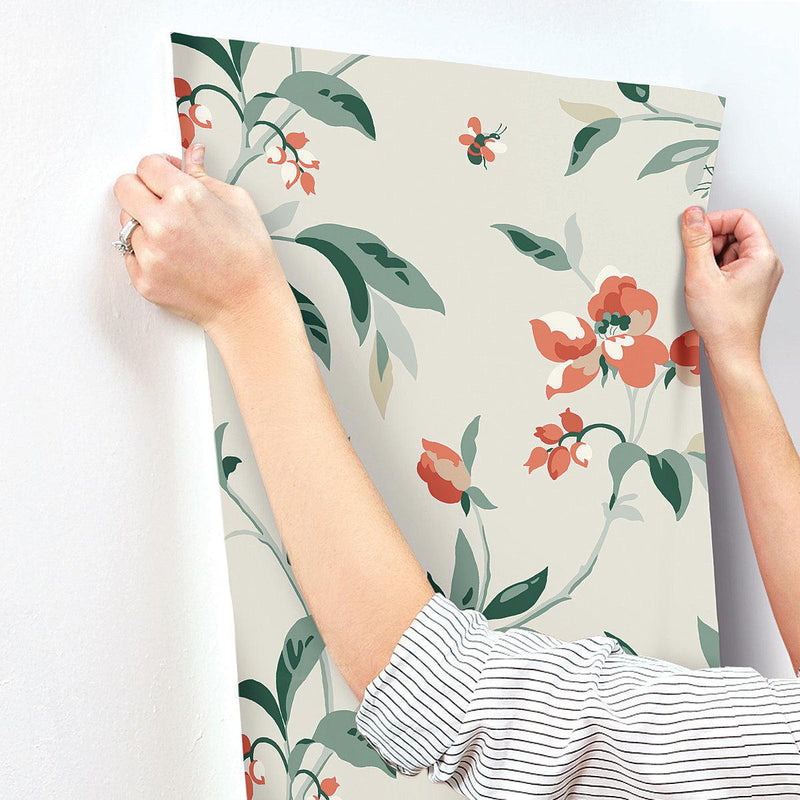 Wallpaper Springtime Wallpaper // Beige & Orange 