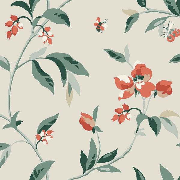 Wallpaper Springtime Wallpaper // Beige & Orange 