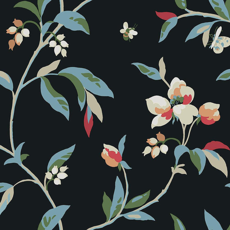 Wallpaper Springtime Wallpaper Sample // Black & Blue 8 x 10 
