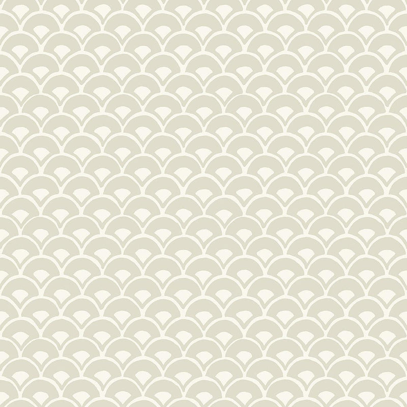 Wallpaper Stacked Scallops Wallpaper // Beige 